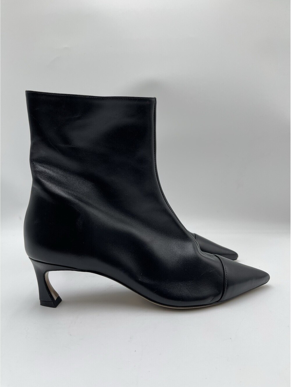 ALEXANDRE BIRMAN Myra 50mm Side Zip Boot In Black Leather Size 37